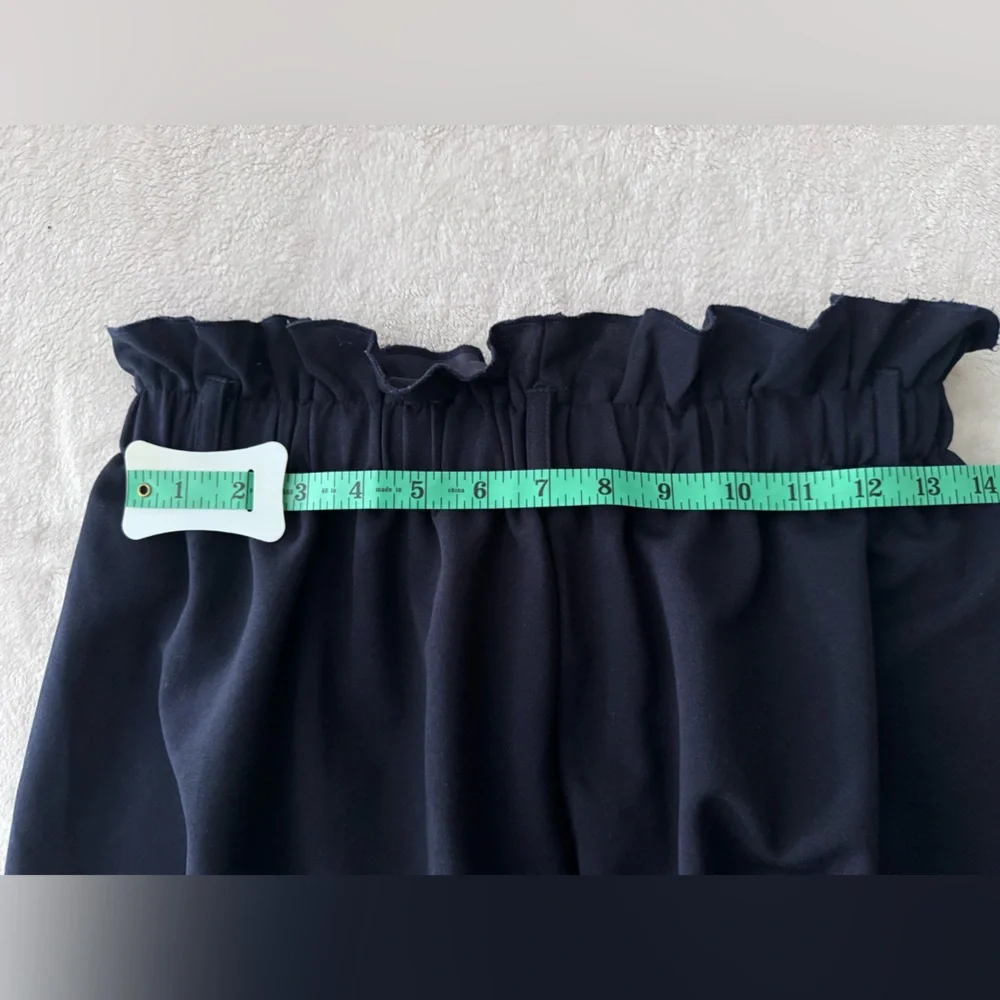 Chic Navy Blue Ruffle Shorts with Belt Loops